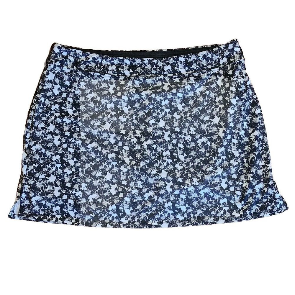 Tranquility by Colorado Clothing Skort Womens Size XL Black White Floral Pull On